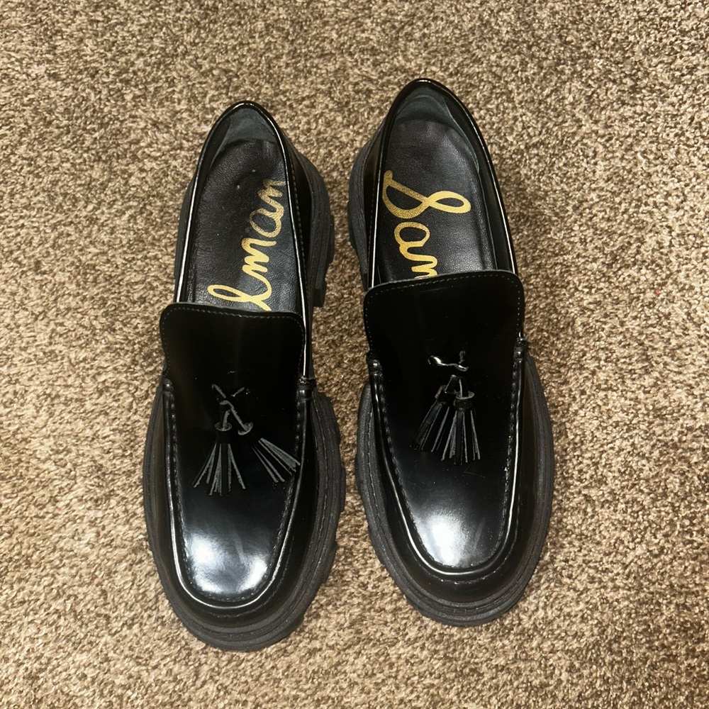 Sam Edelman Black Patent Leather Tassel Loafers
